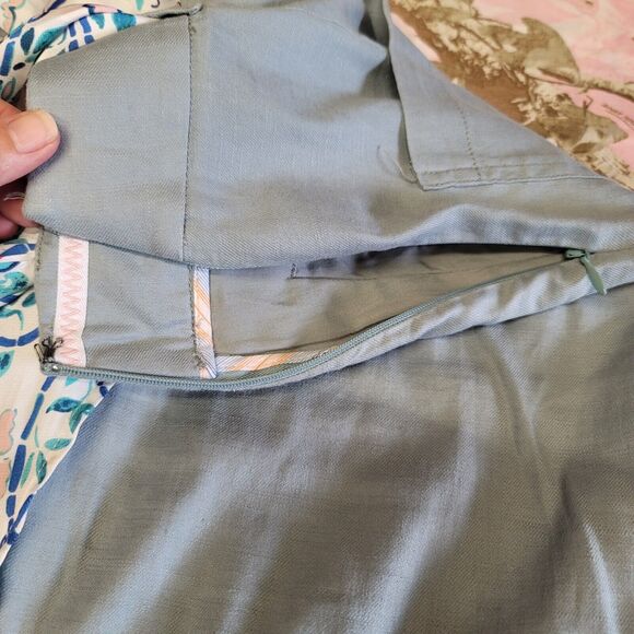 Ett Twa By Anthropologie Mint Linen Blend Cuffed Belted Pants Womens Size 4 - Picture 7 of 12
